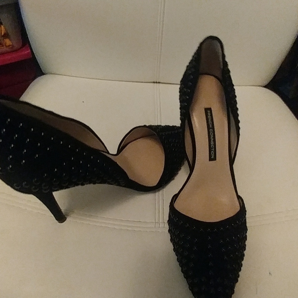 French Connection Black Studded Heels